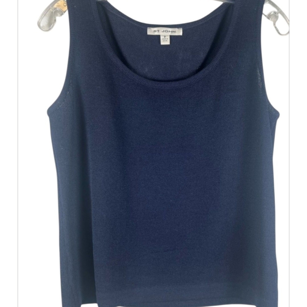 St. John Basics Petite Navy Blue Tank Top